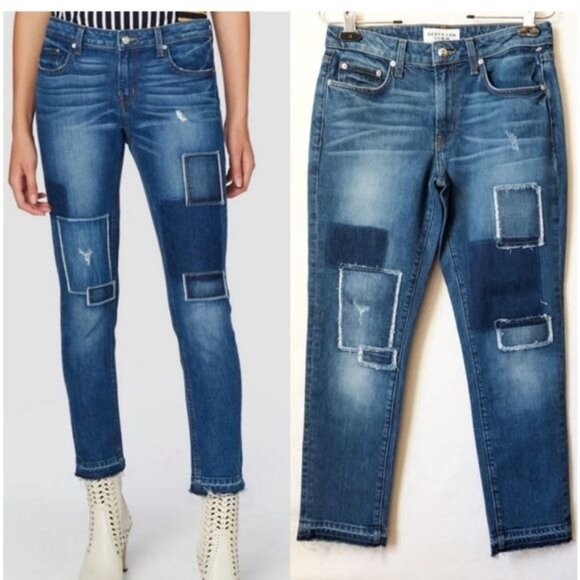 Derek Lam 10 Crosby Mila Mid-Rise Girlfriend Patchwork Released Hem Jeans 28 - Picture 10 of 10